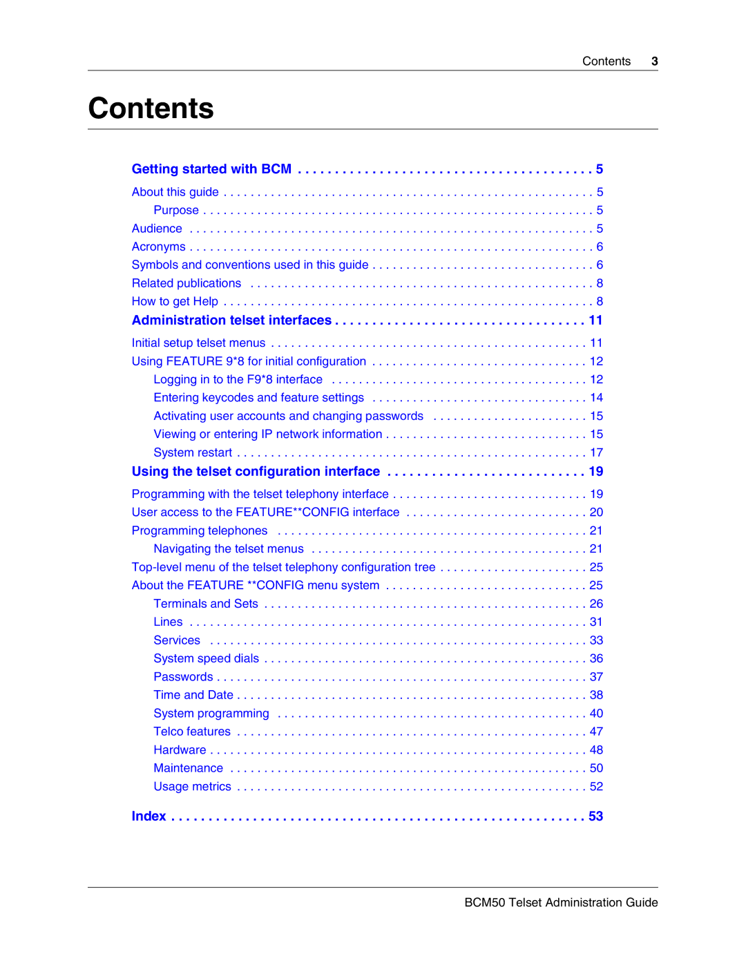 Nortel Networks BCM50 2.0 manual Contents 