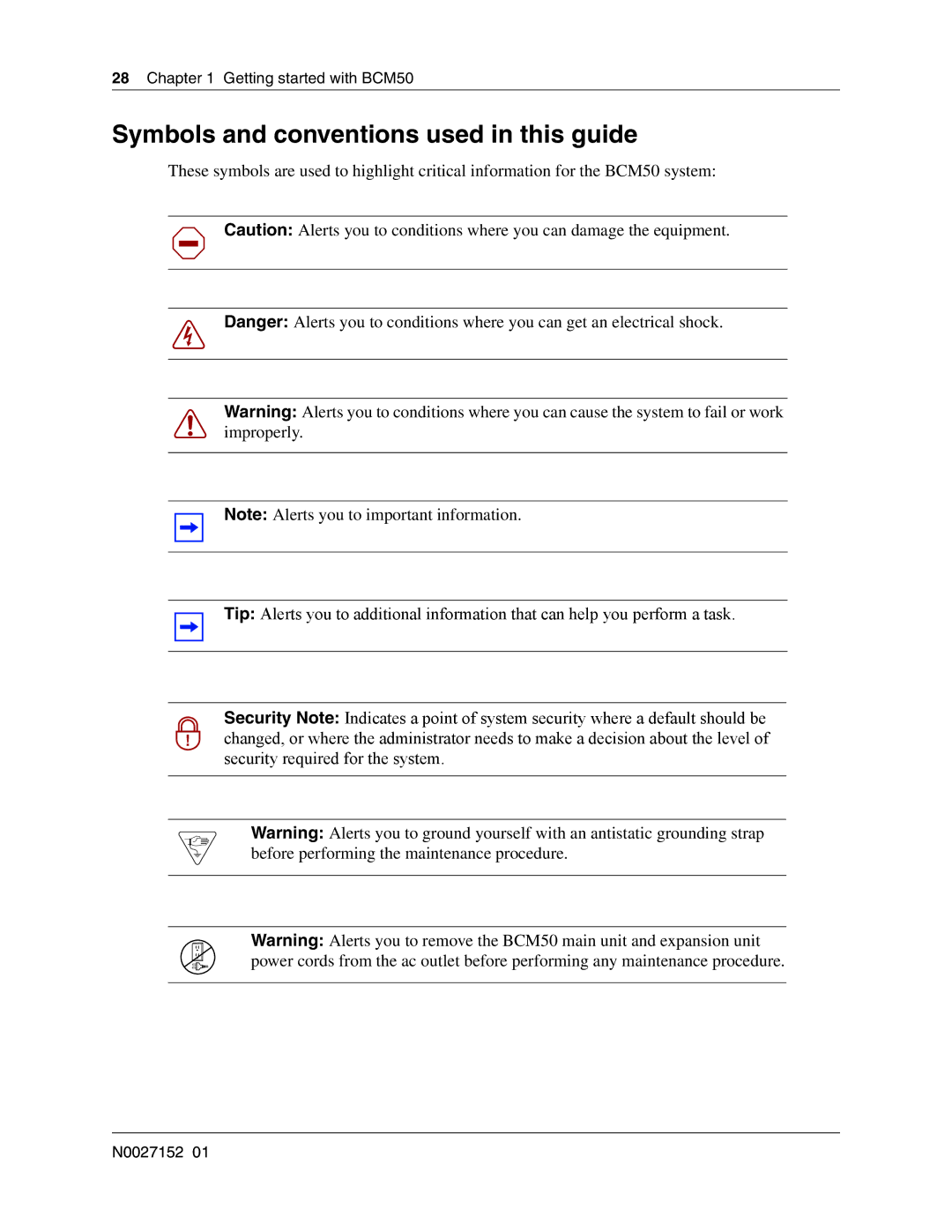 Nortel Networks BCM50 manual Symbols and conventions used in this guide 