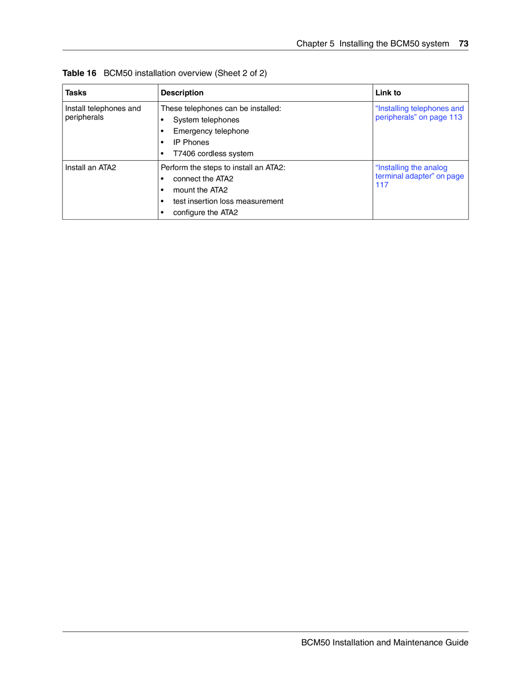 Nortel Networks BCM50 manual Installing telephones 