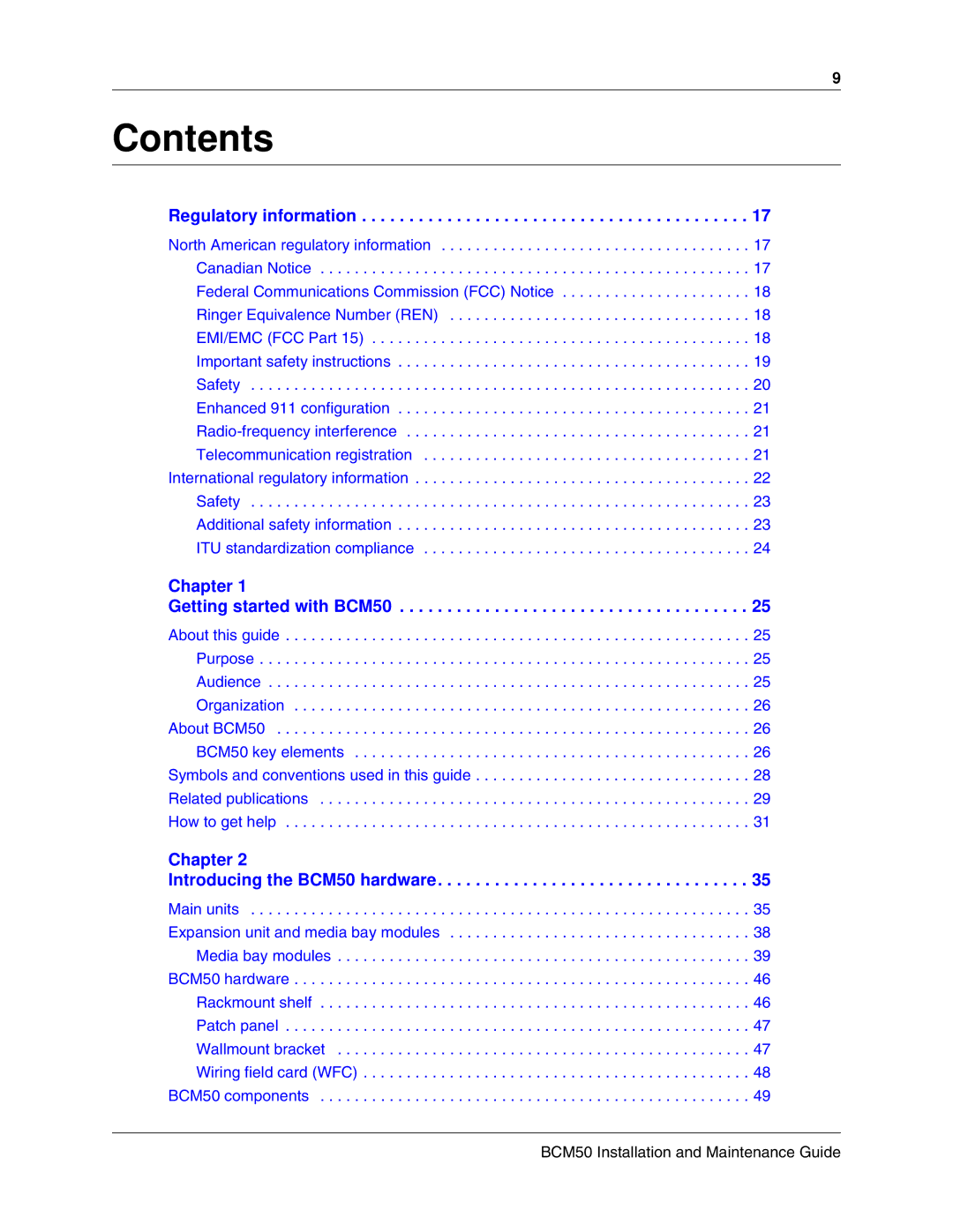 Nortel Networks BCM50 manual Contents 