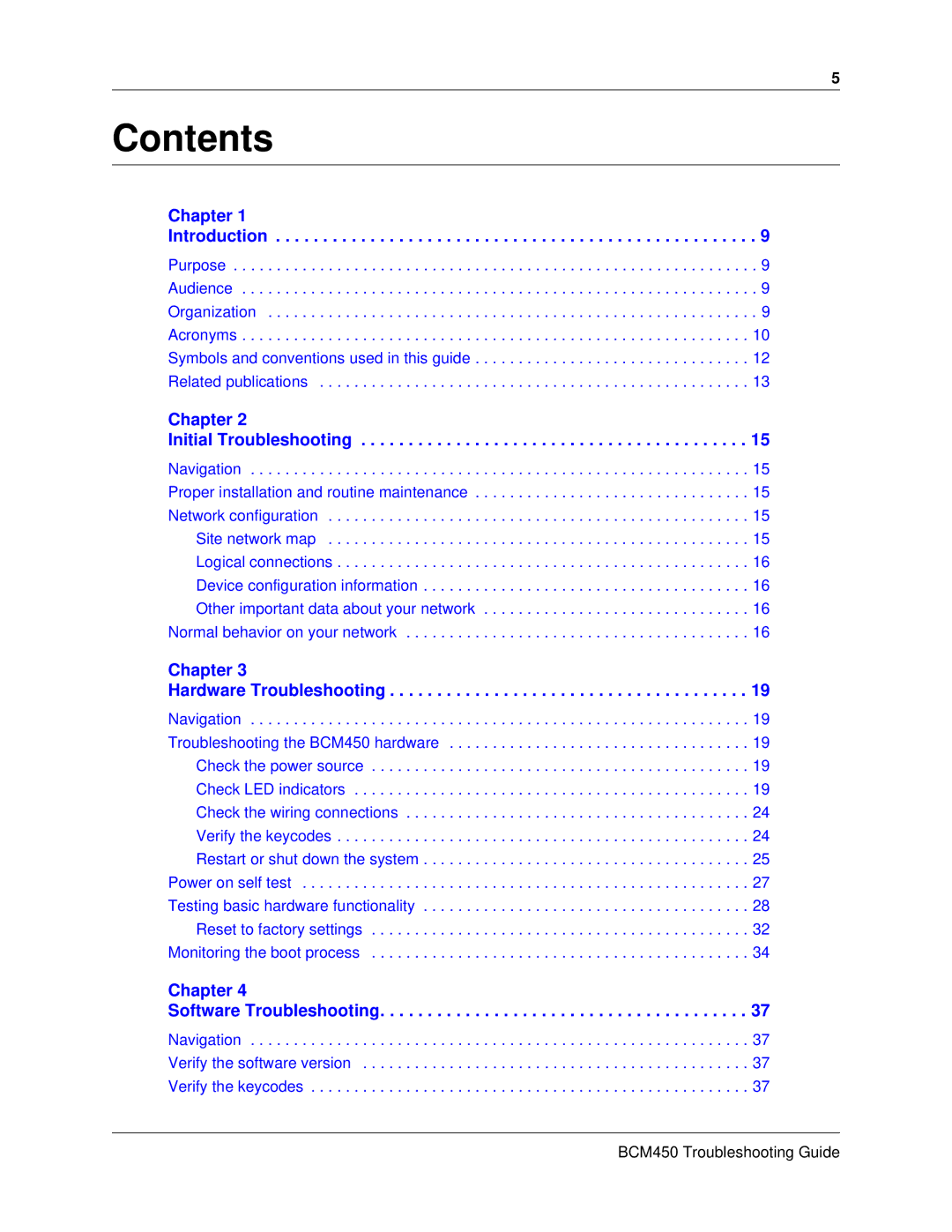 Nortel Networks BM450 manual Contents 