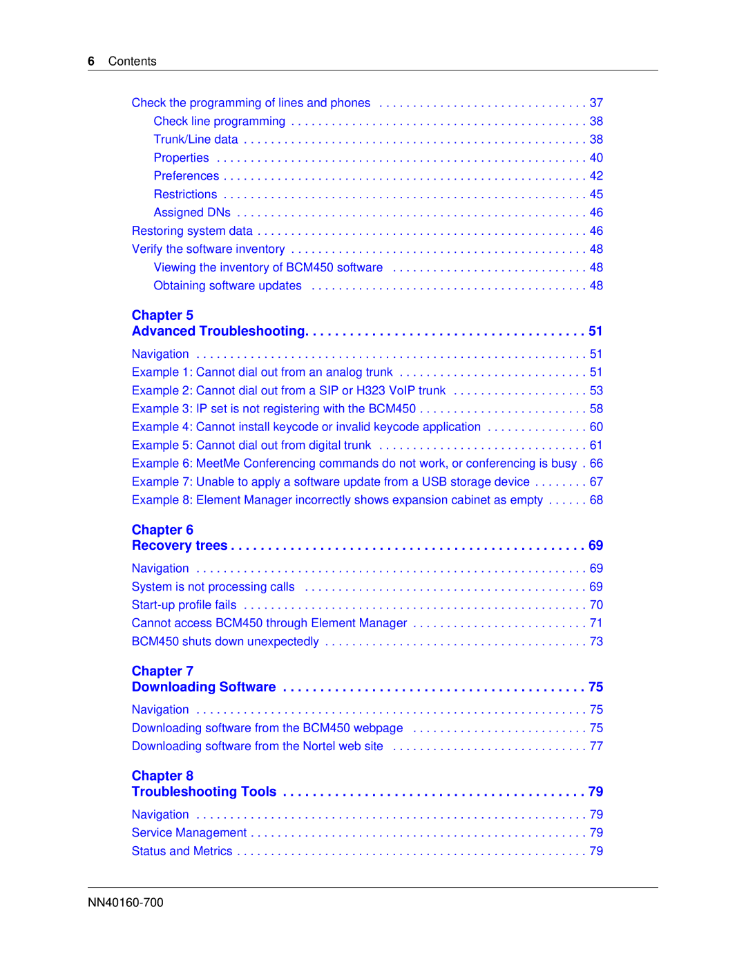 Nortel Networks BM450 manual Chapter Advanced Troubleshooting, Contents 