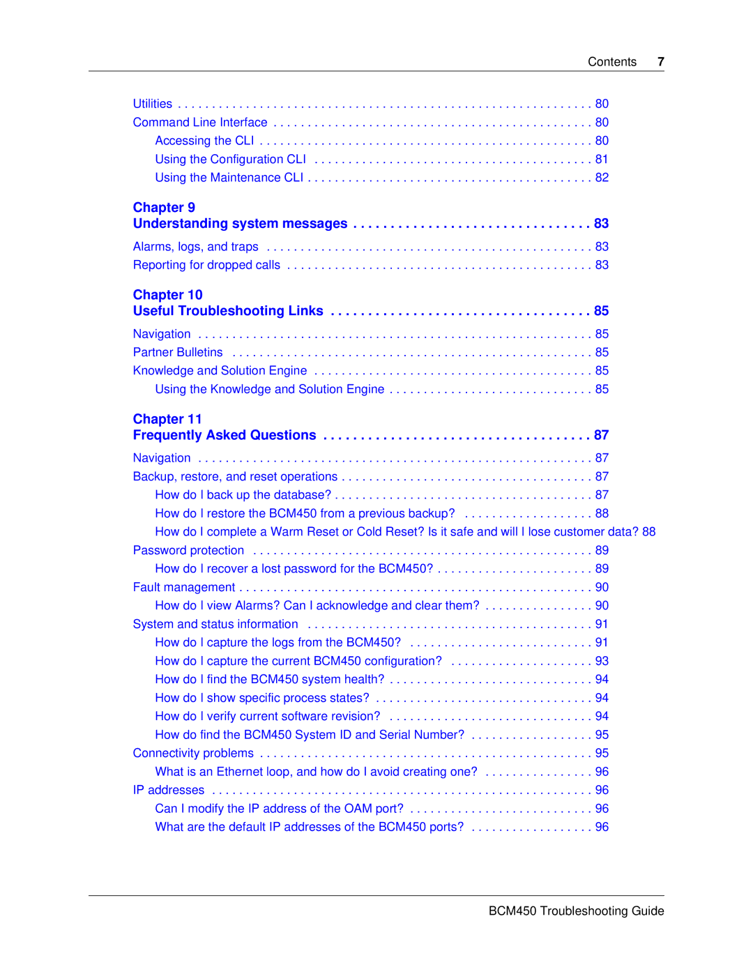 Nortel Networks BM450 manual Chapter Understanding system messages 