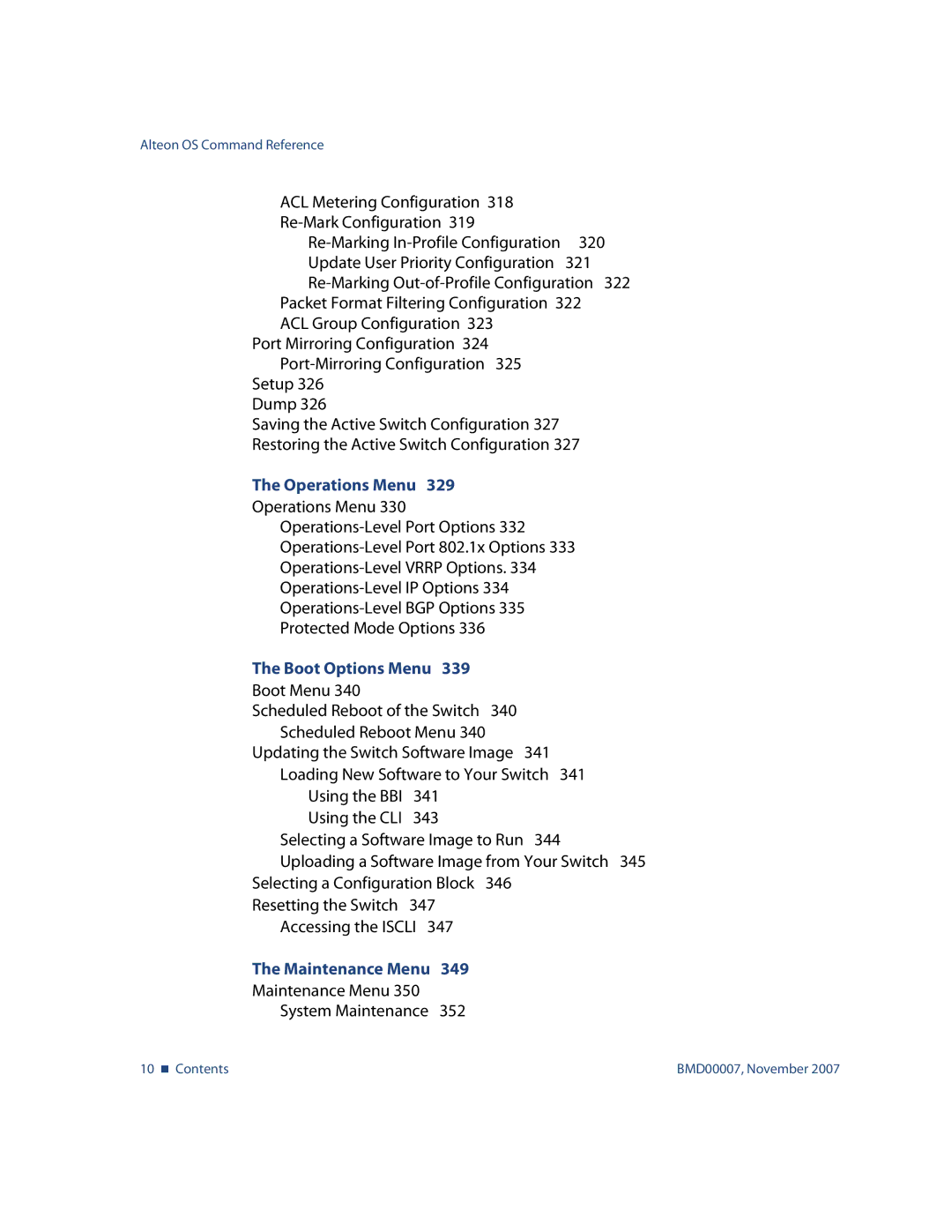 Nortel Networks BMD00007 manual Operations Menu, Re-Marking In-Profile Configuration 