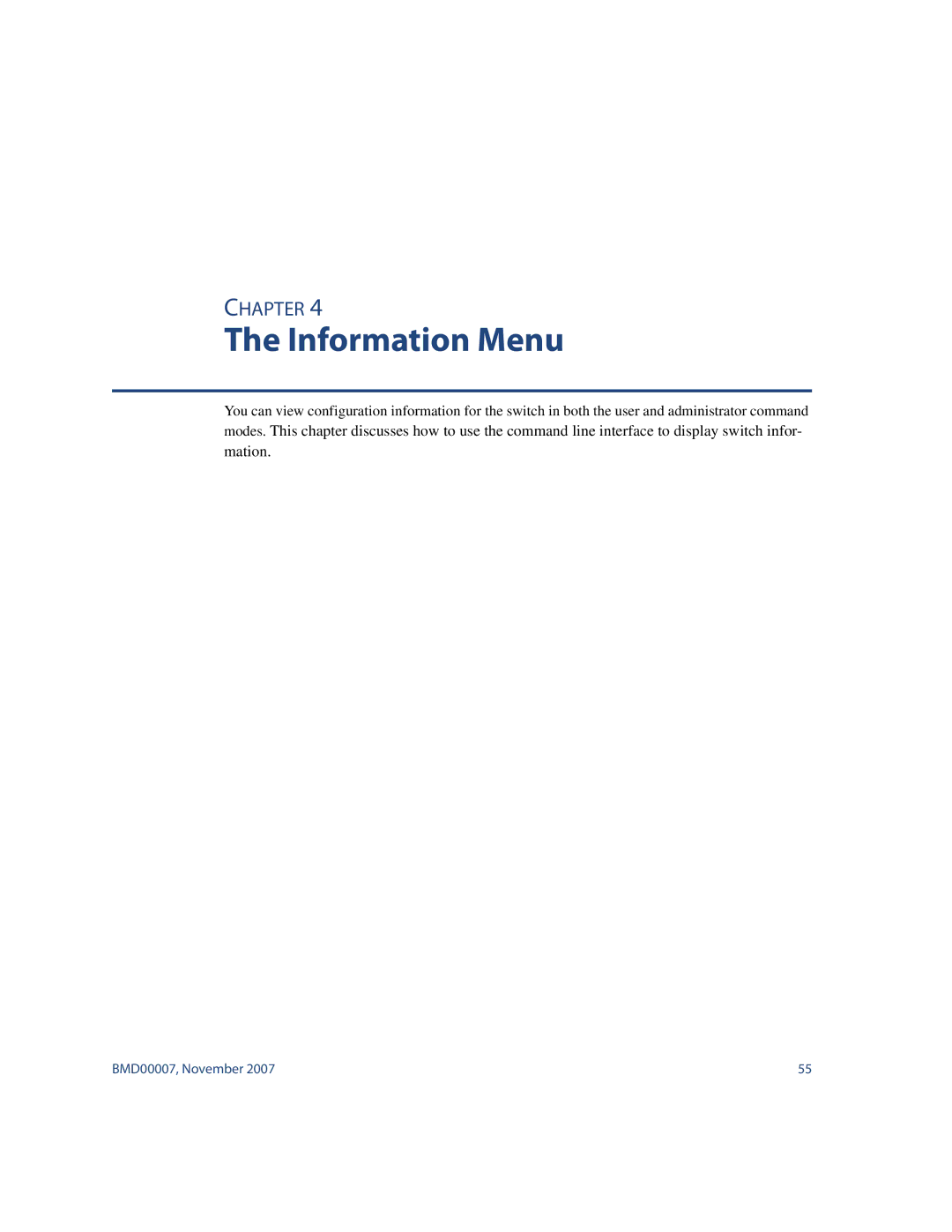 Nortel Networks BMD00007 manual Information Menu 