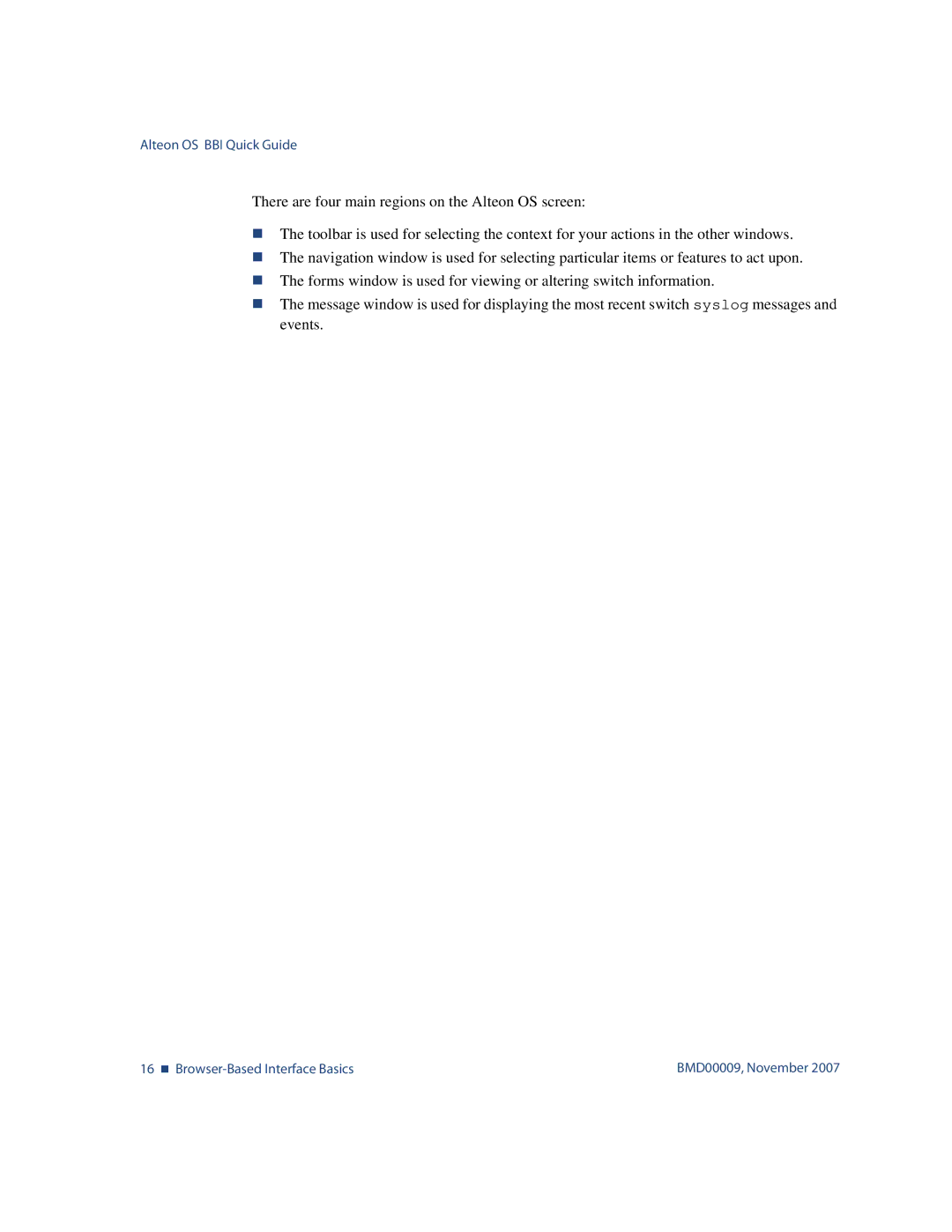 Nortel Networks BMD00009 manual 16 „ Browser-Based Interface Basics 