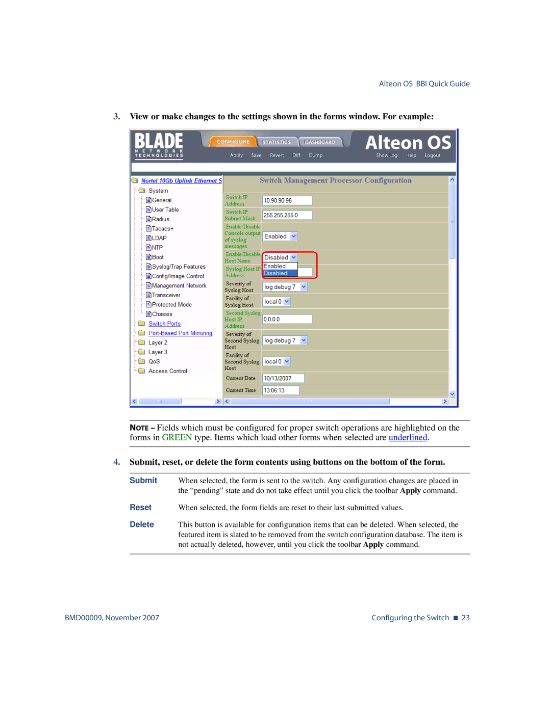 Nortel Networks BMD00009 manual Reset 