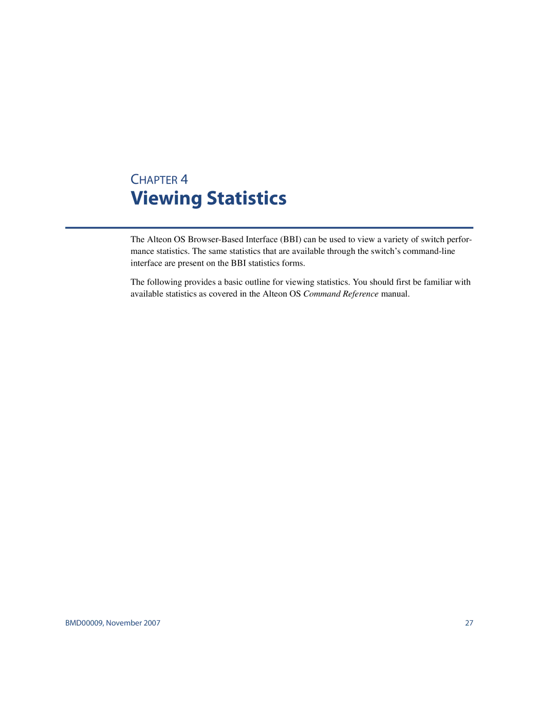 Nortel Networks BMD00009 manual Viewing Statistics 