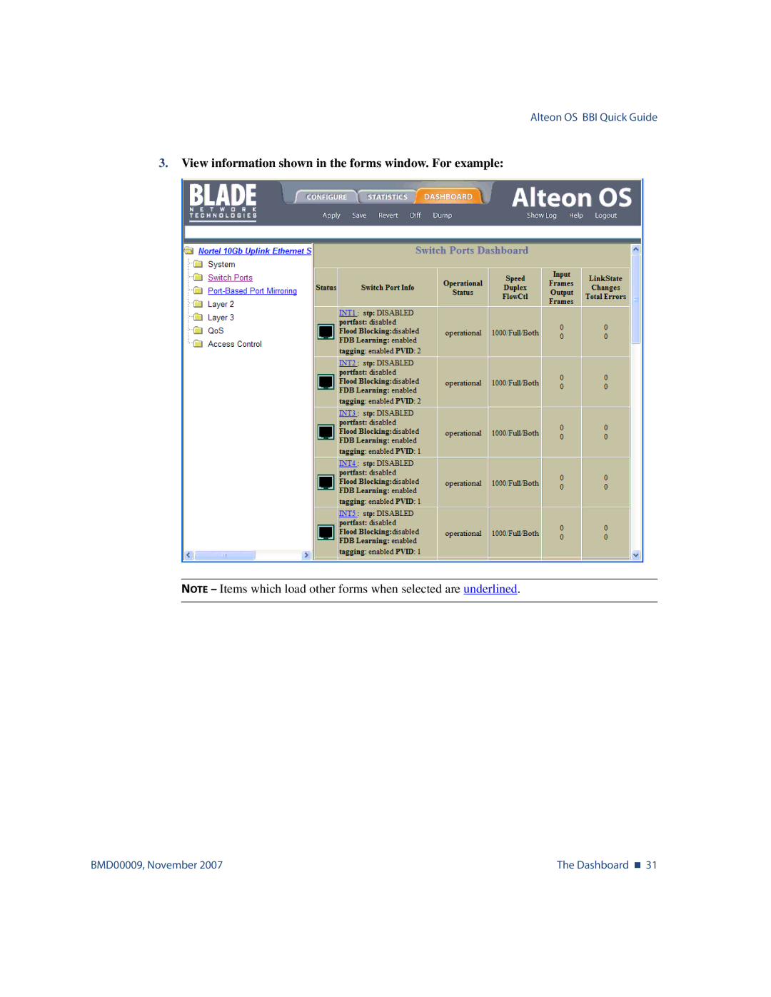 Nortel Networks BMD00009 manual View information shown in the forms window. For example 