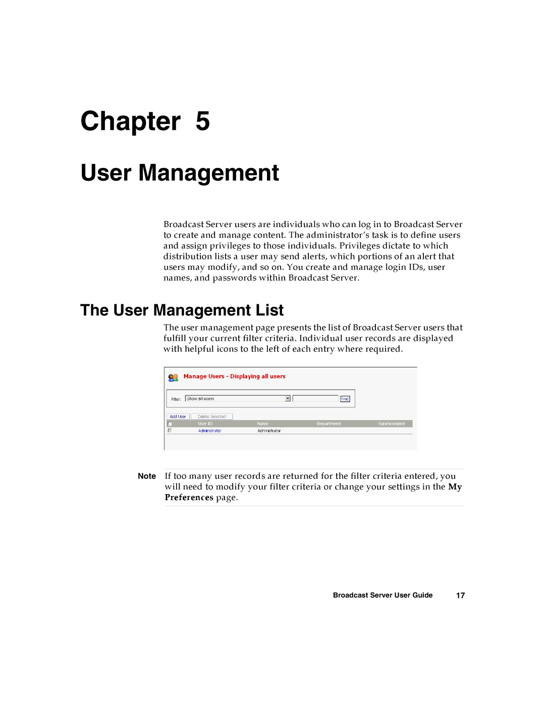 Nortel Networks Broadcast Server warranty User Management List 