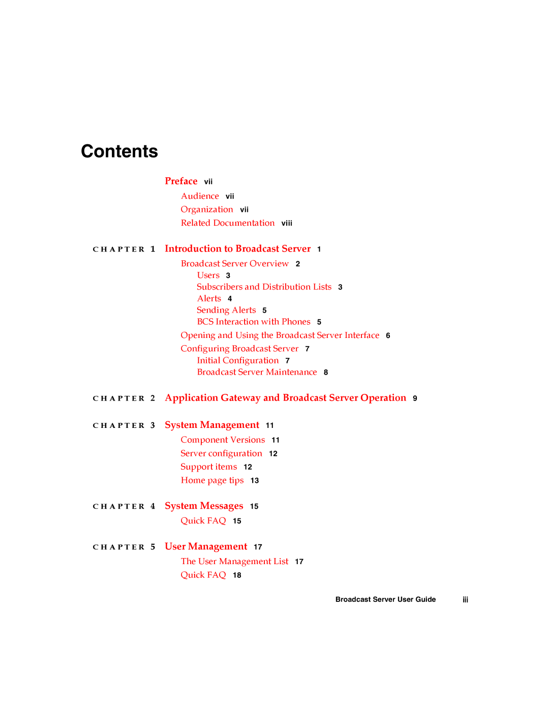 Nortel Networks Broadcast Server warranty Contents 