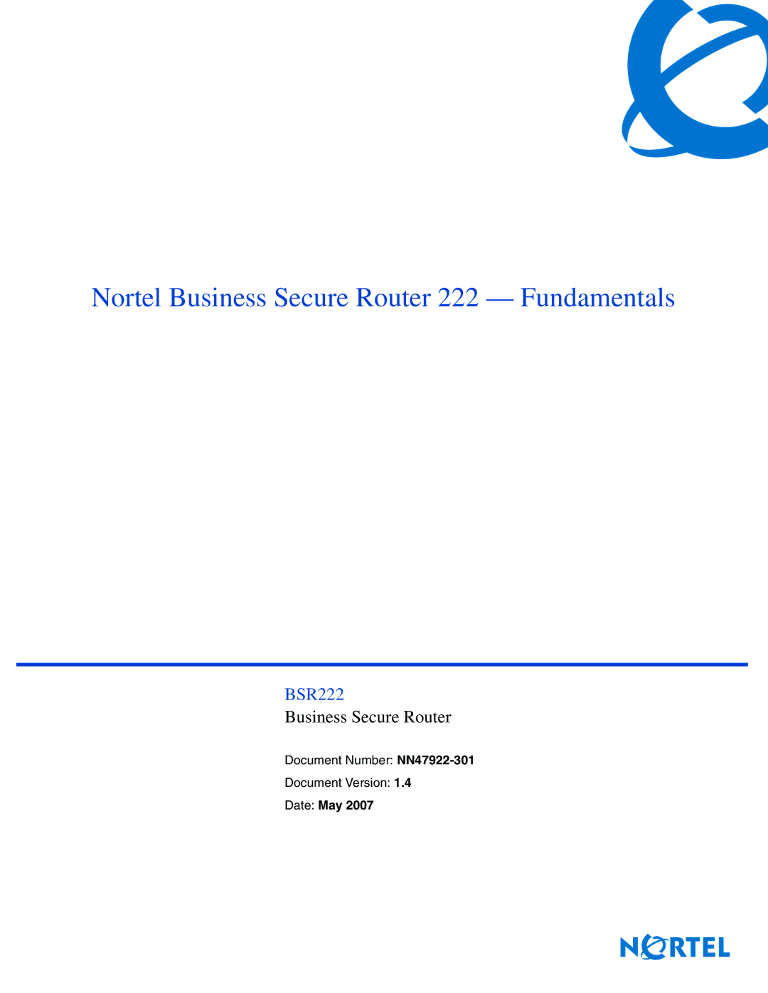 Nortel Networks BSR222 manual Nortel Business Secure Router 222 Fundamentals 