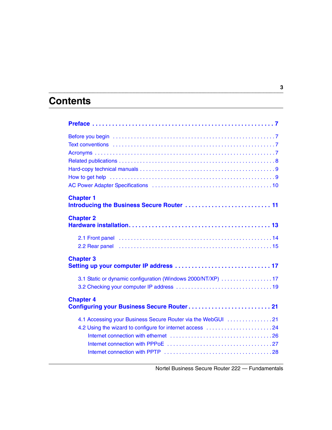 Nortel Networks BSR222 manual Contents 