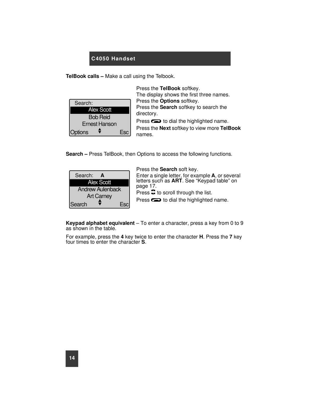 Nortel Networks C4050 instruction manual AlexK y Scottlo k, Keypad alphabet equivalent 