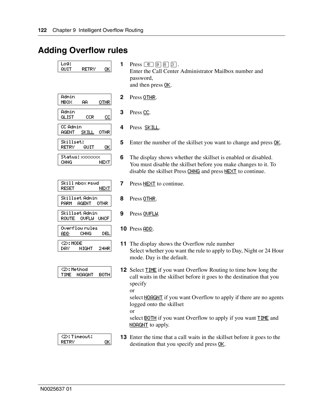 Nortel Networks Call Center Telephone manual Adding Overflow rules 