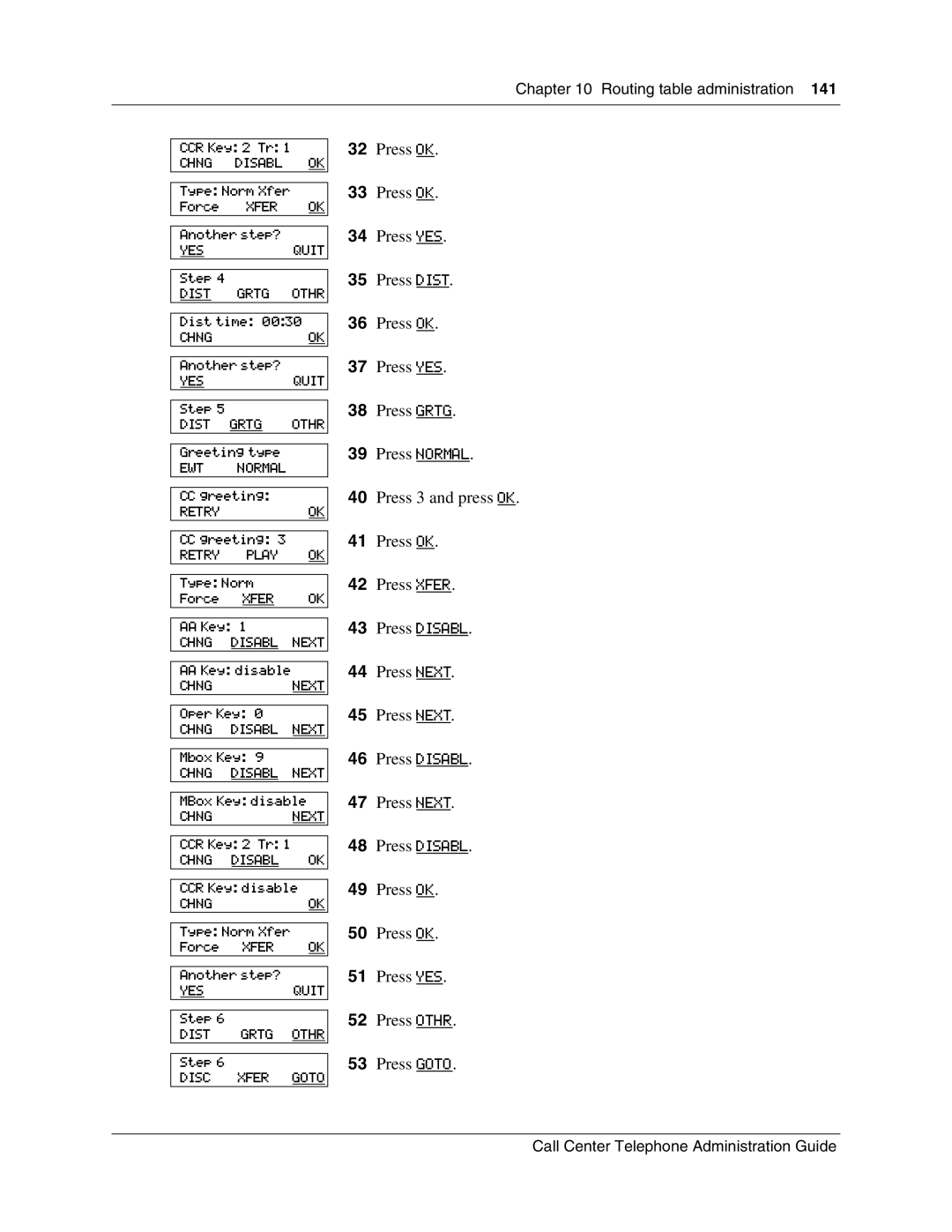 Nortel Networks Call Center Telephone manual Routing table administration CCR Key 2 Tr 