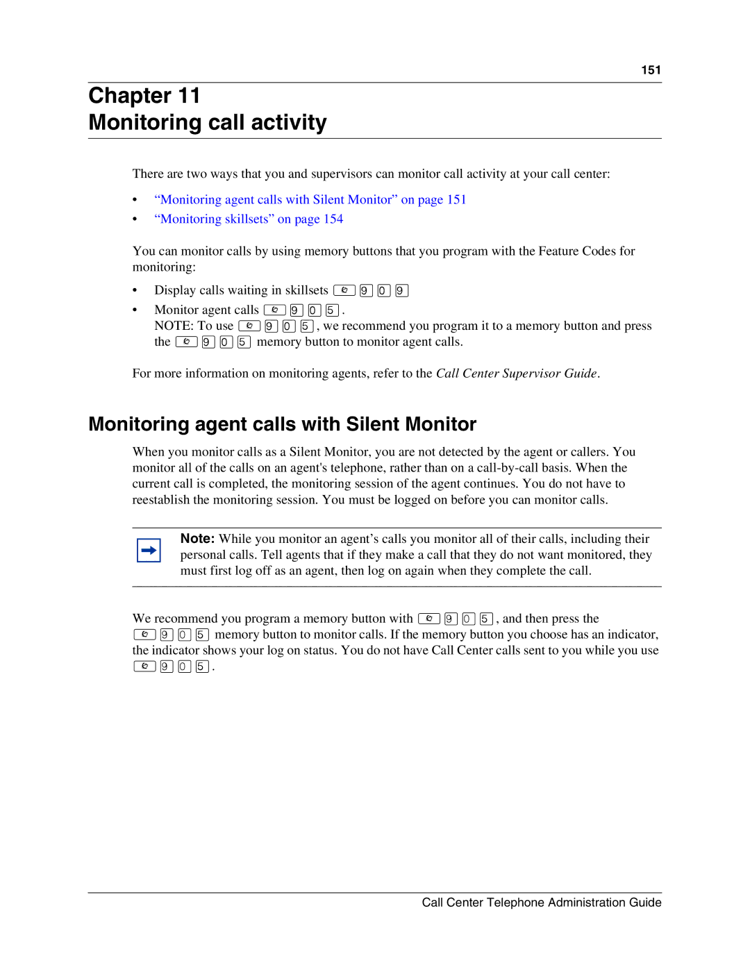 Nortel Networks Call Center Telephone manual Chapter Monitoring call activity, Monitoring agent calls with Silent Monitor 