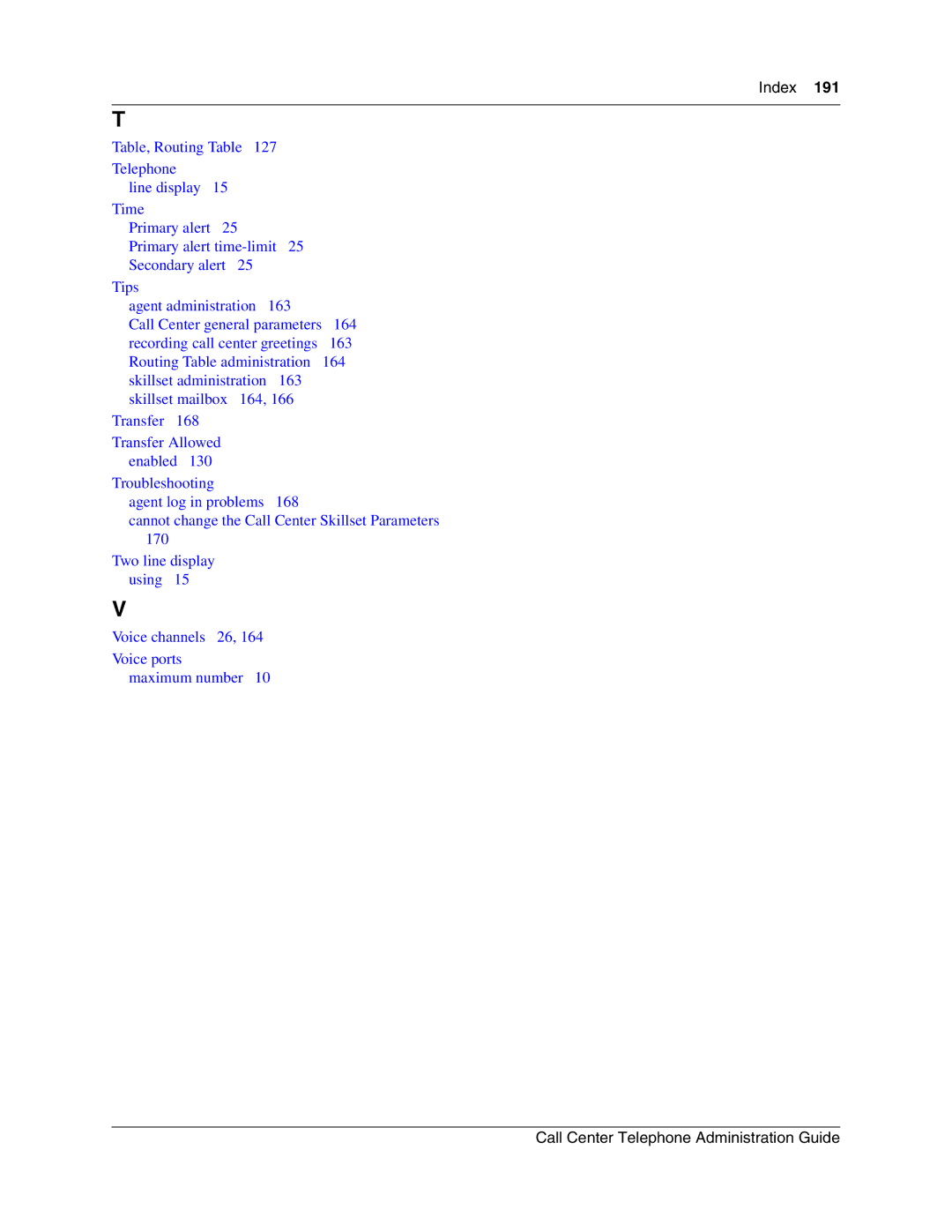 Nortel Networks Call Center Telephone manual Index 