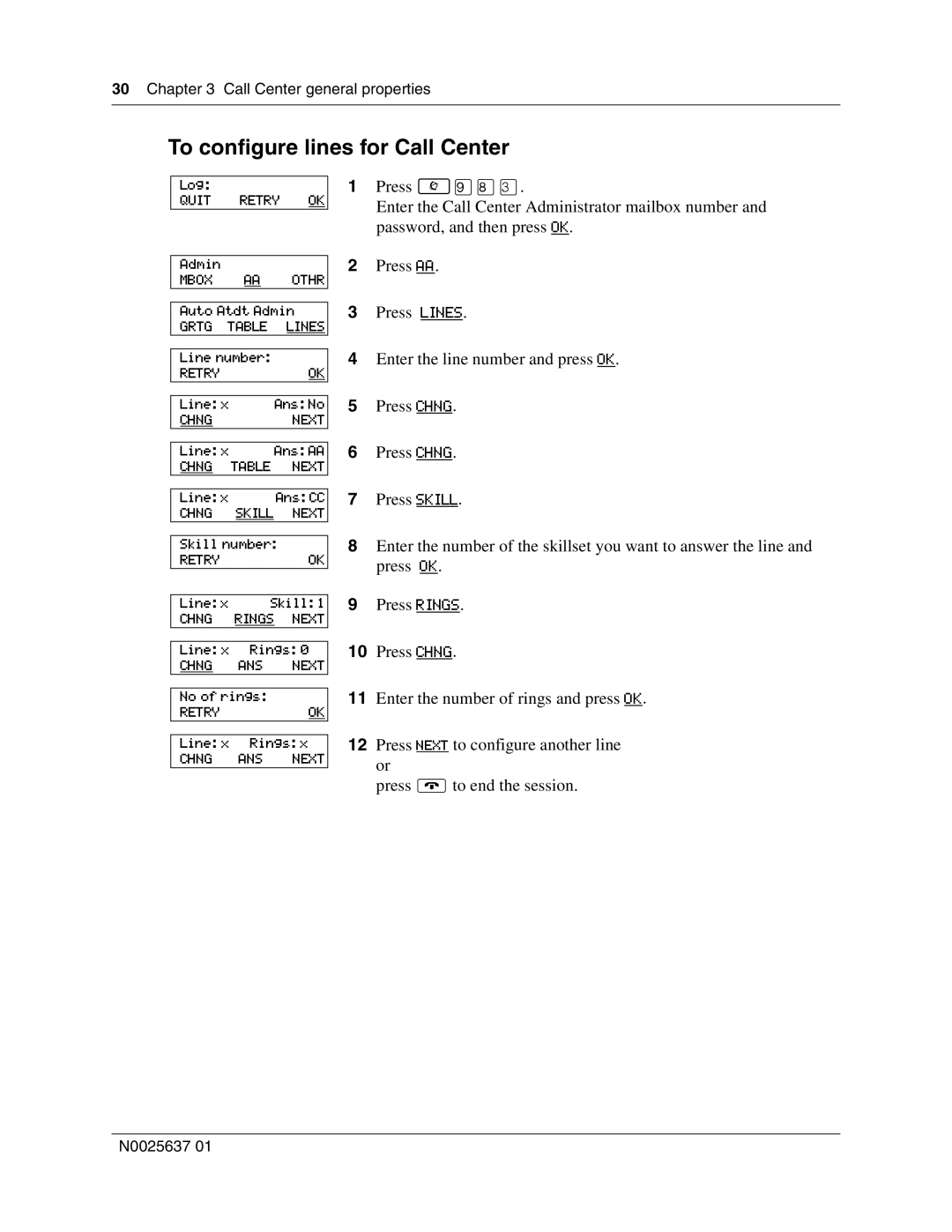 Nortel Networks Call Center Telephone manual To configure lines for Call Center 