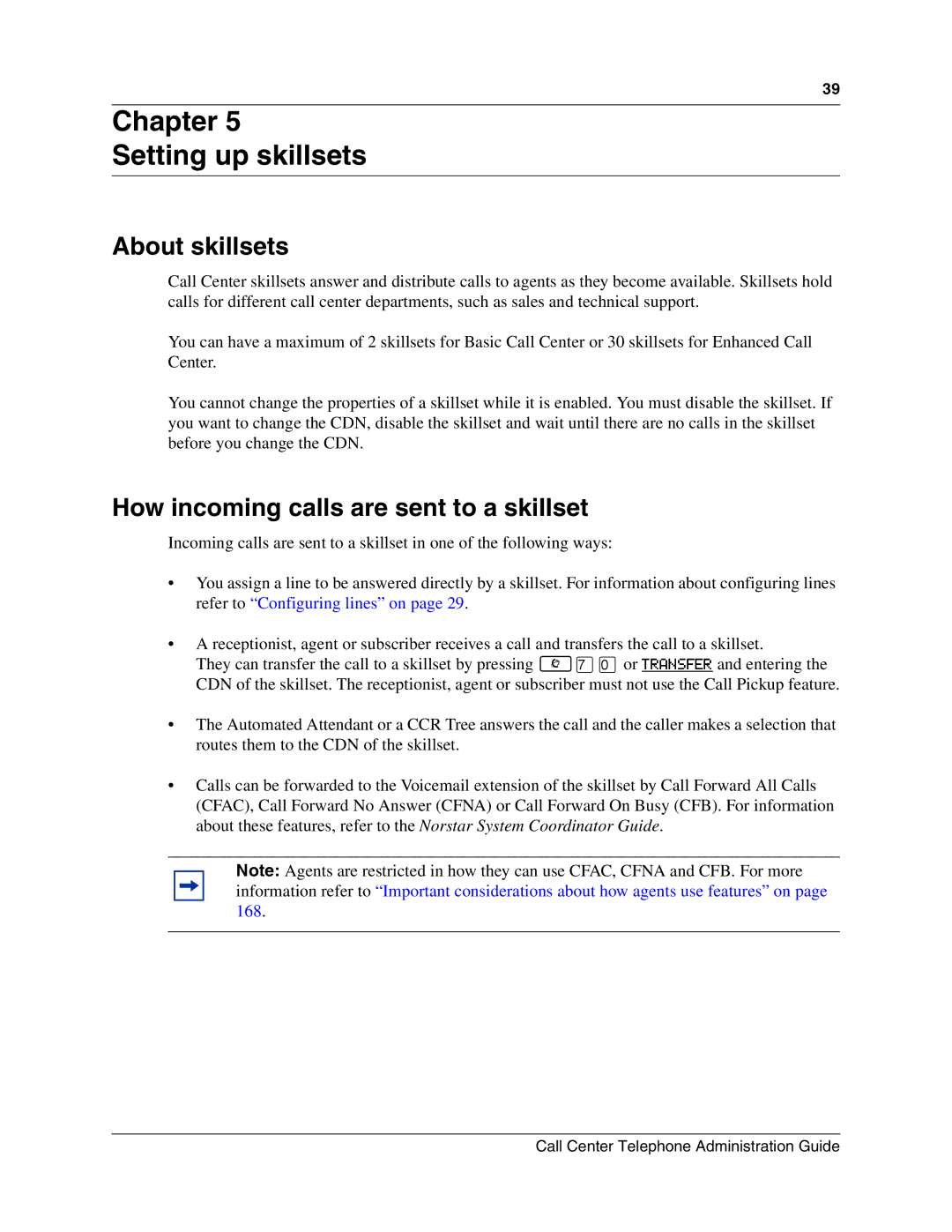 Nortel Networks Call Center Telephone manual Chapter Setting up skillsets, About skillsets 