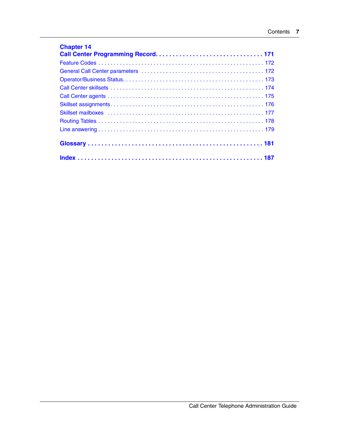 Nortel Networks Call Center Telephone manual Glossary Index 