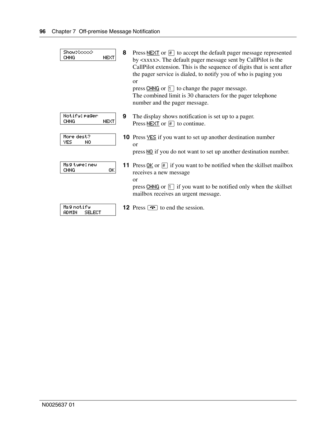 Nortel Networks Call Center Telephone manual Off-premise Message Notification Showxxxx 