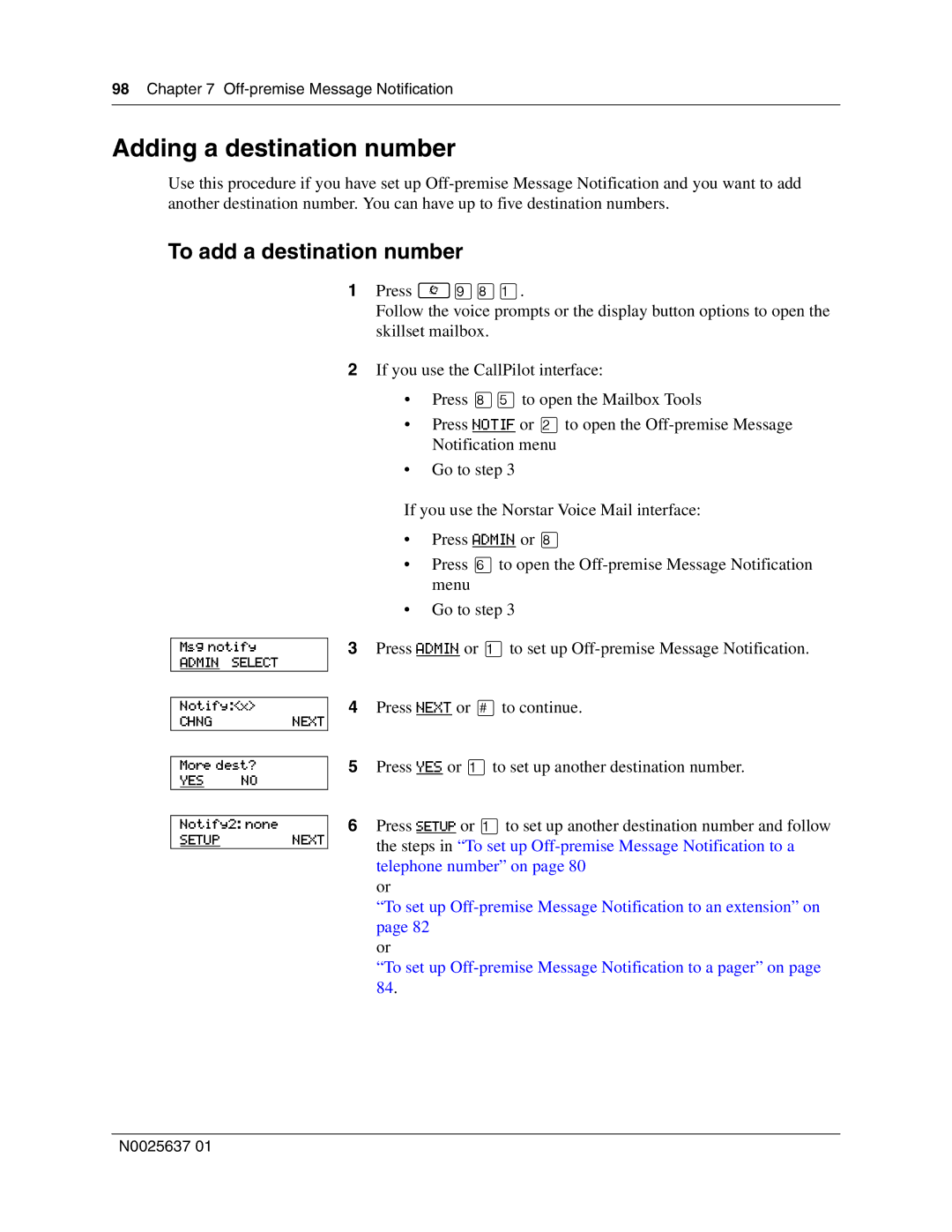 Nortel Networks Call Center Telephone manual Adding a destination number, To add a destination number 