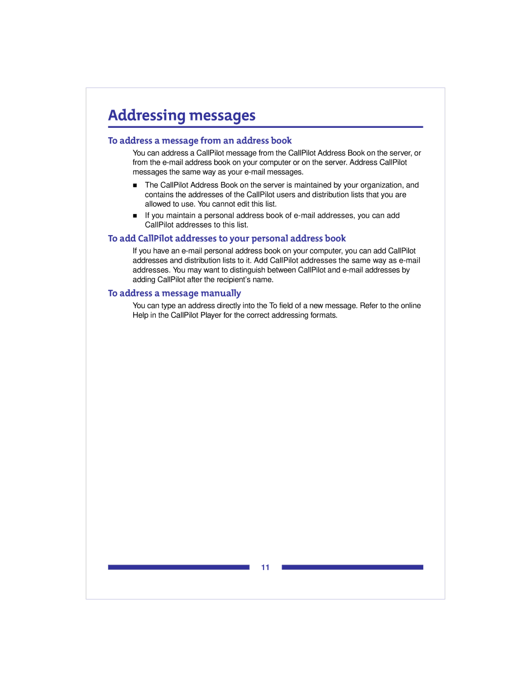 Nortel Networks CallPilot 2.0 manual Addressing messages, To address a message from an address book 