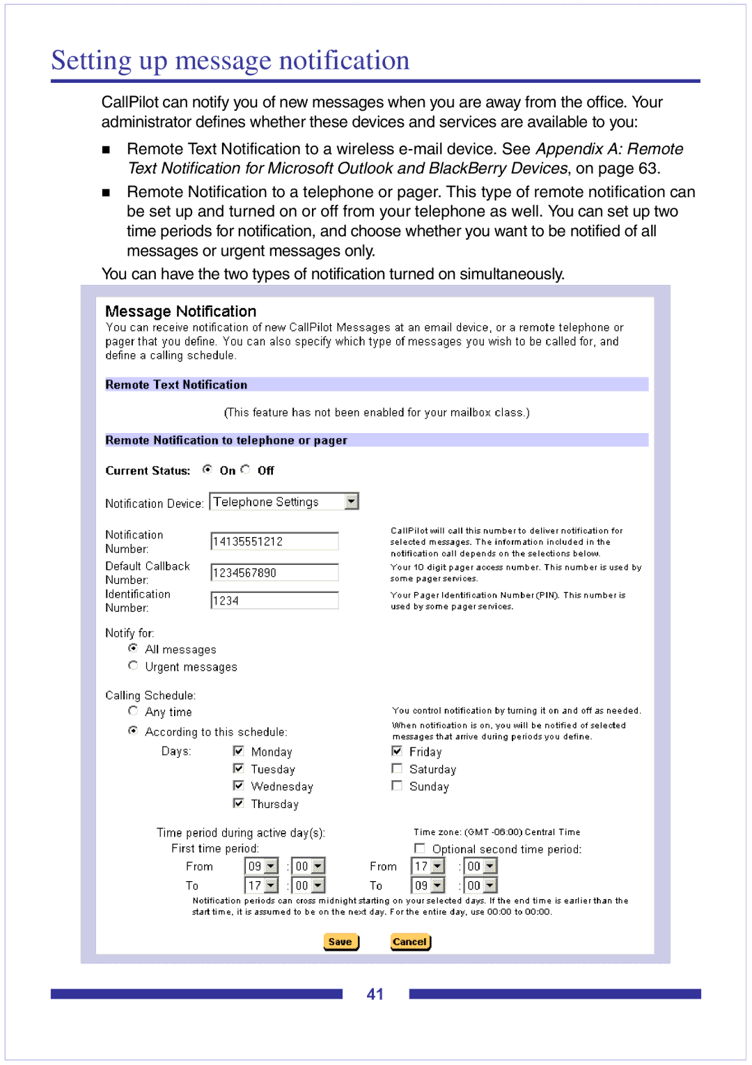 Nortel Networks CallPilot Desktop Messaging manual Setting up message notification 