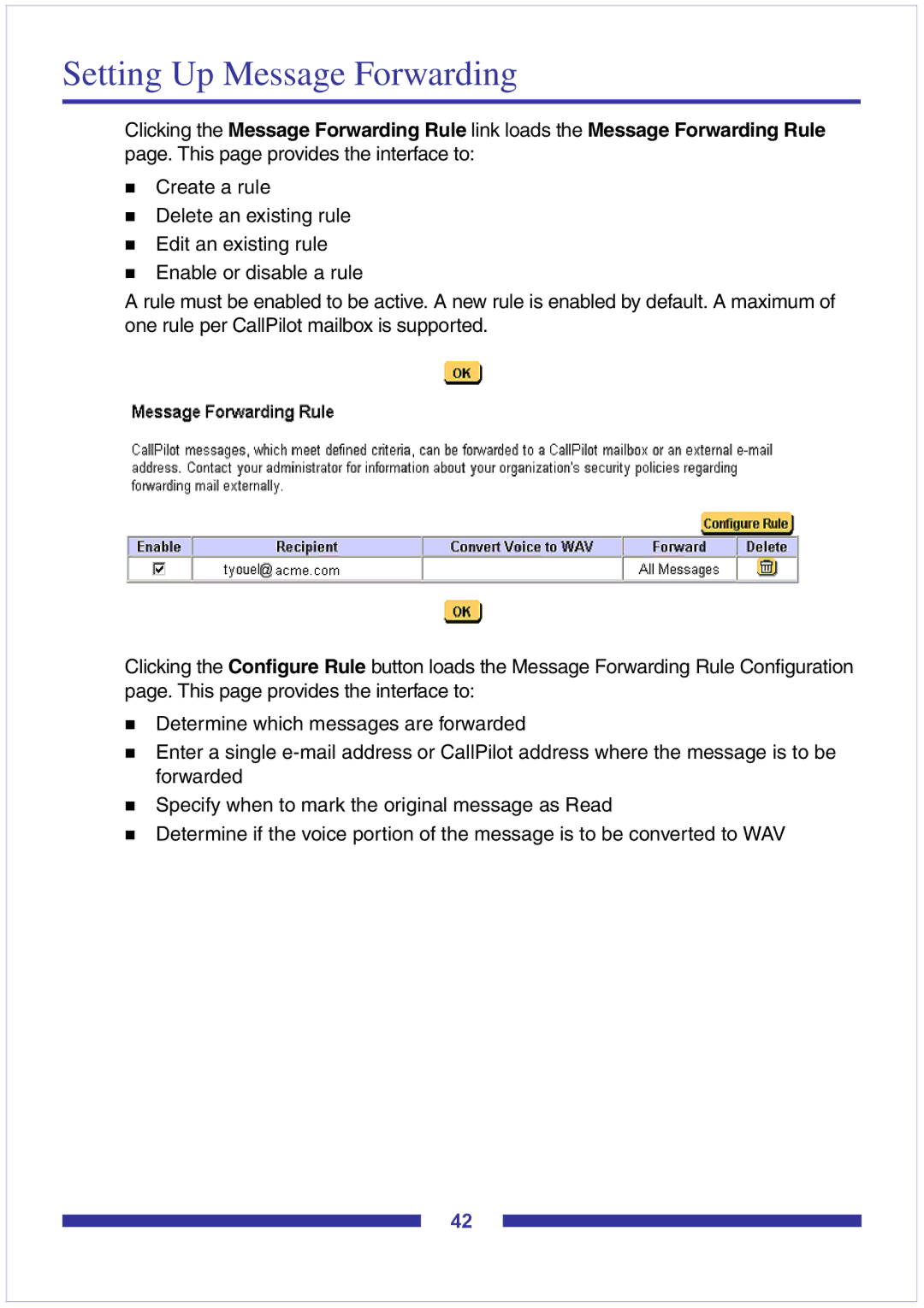 Nortel Networks CallPilot Desktop Messaging manual Setting Up Message Forwarding 