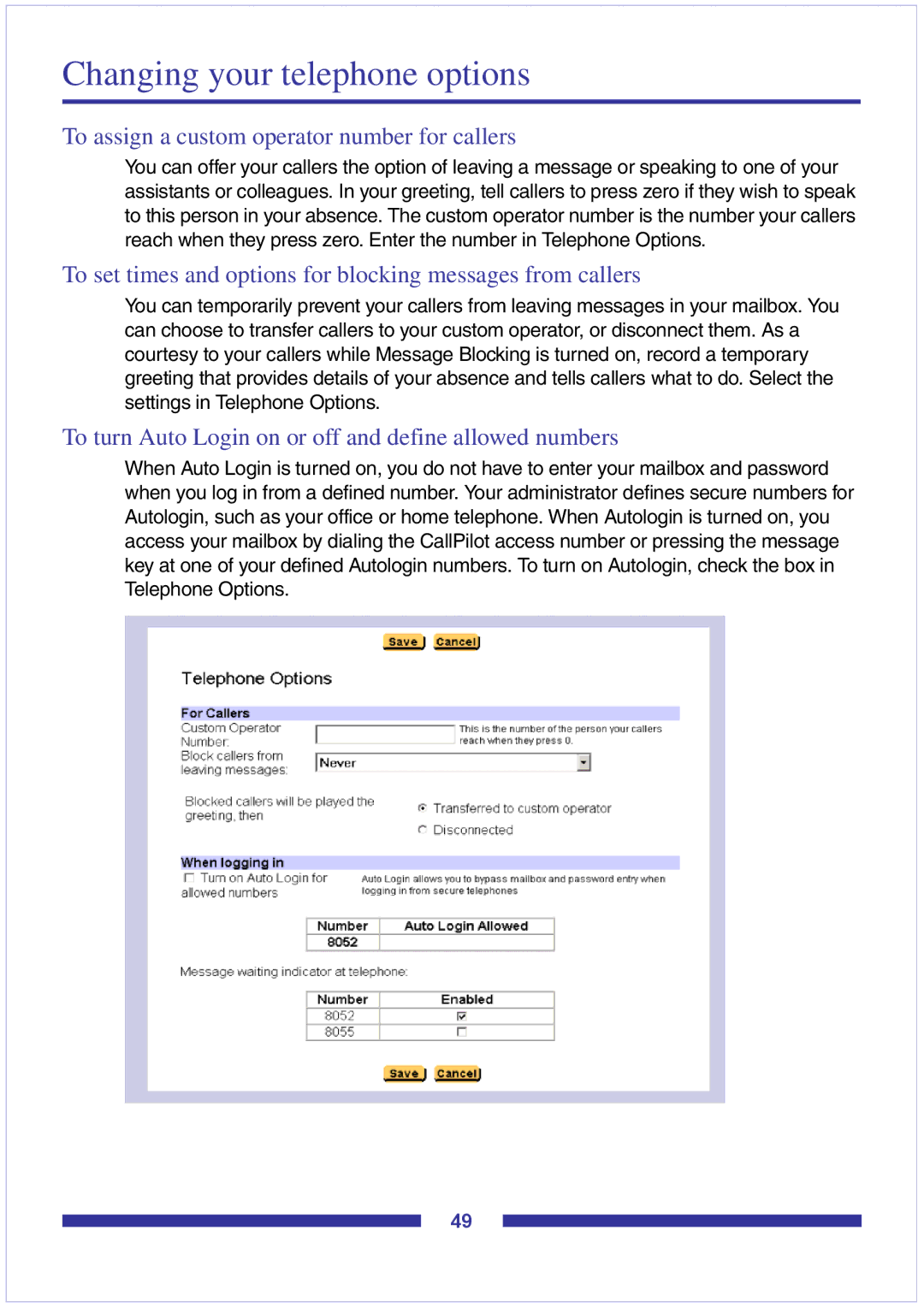 Nortel Networks CallPilot Desktop Messaging manual Changing your telephone options 