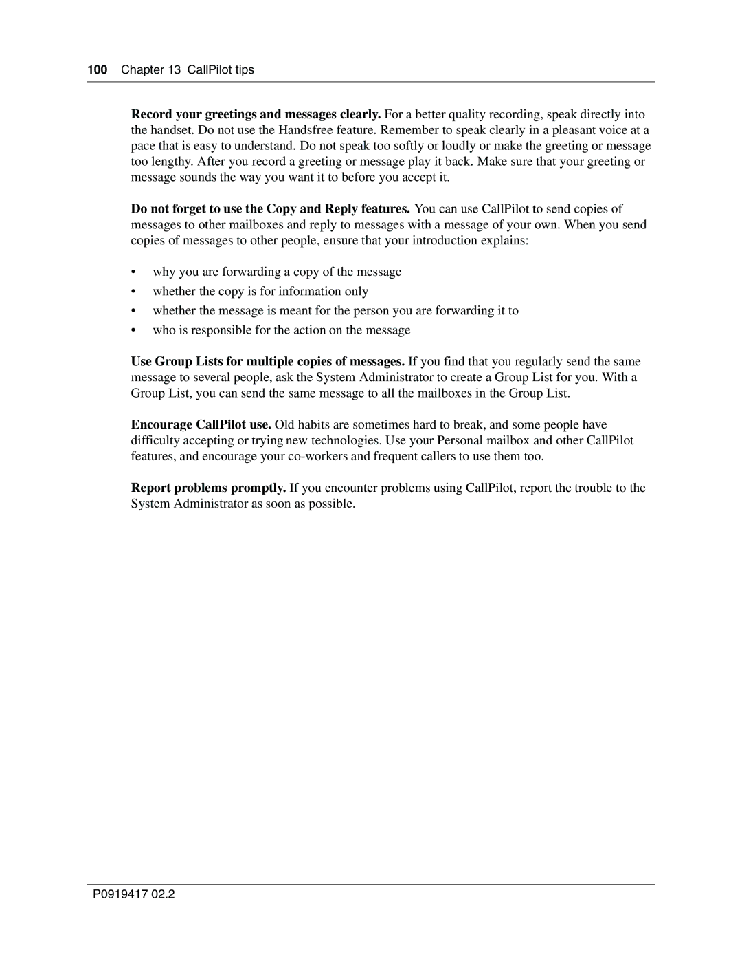 Nortel Networks manual CallPilot tips 