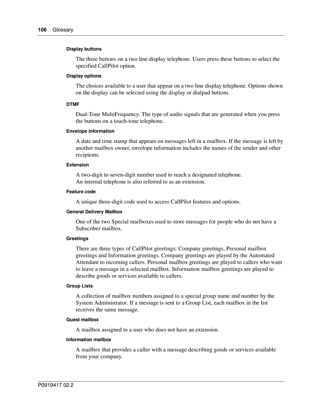 Nortel Networks CallPilot manual Mailbox assigned to a user who does not have an extension 