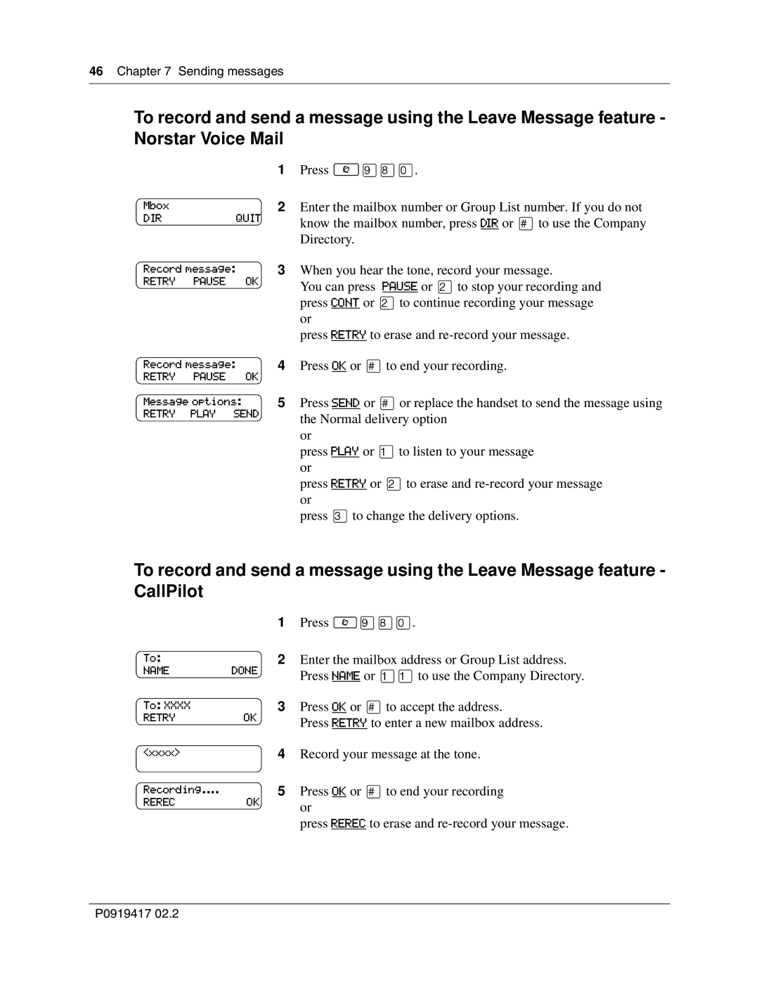 Nortel Networks CallPilot manual Press ≤·‚ 