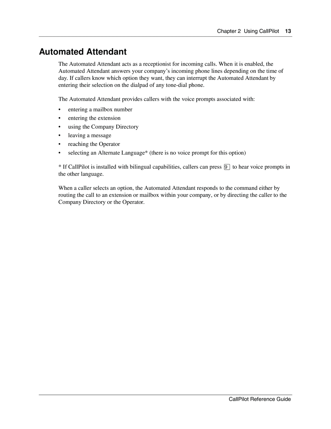 Nortel Networks CallPilot manual Automated Attendant 