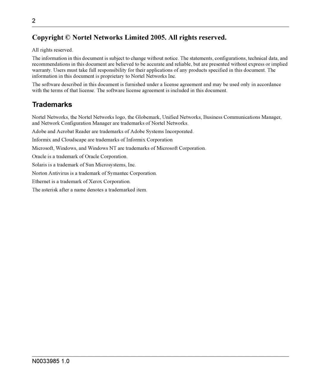 Nortel Networks Cartridge manual Trademarks 