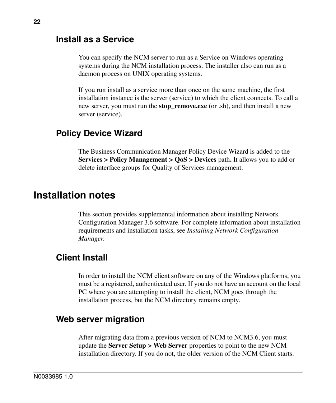 Nortel Networks Cartridge manual Installation notes, Install as a Service, Policy Device Wizard, Client Install 