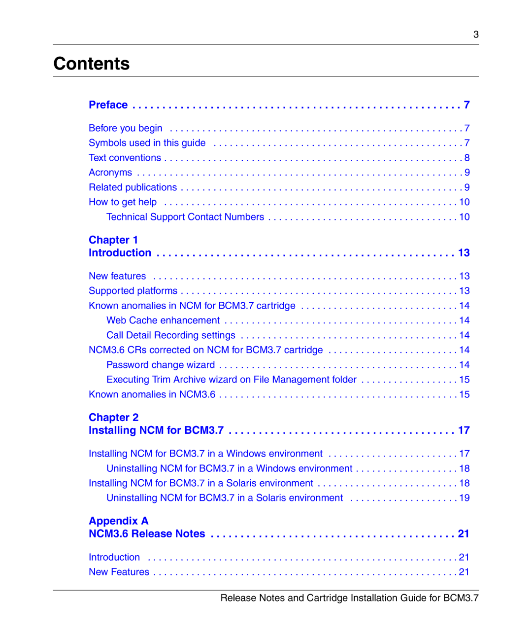 Nortel Networks Cartridge manual Contents 