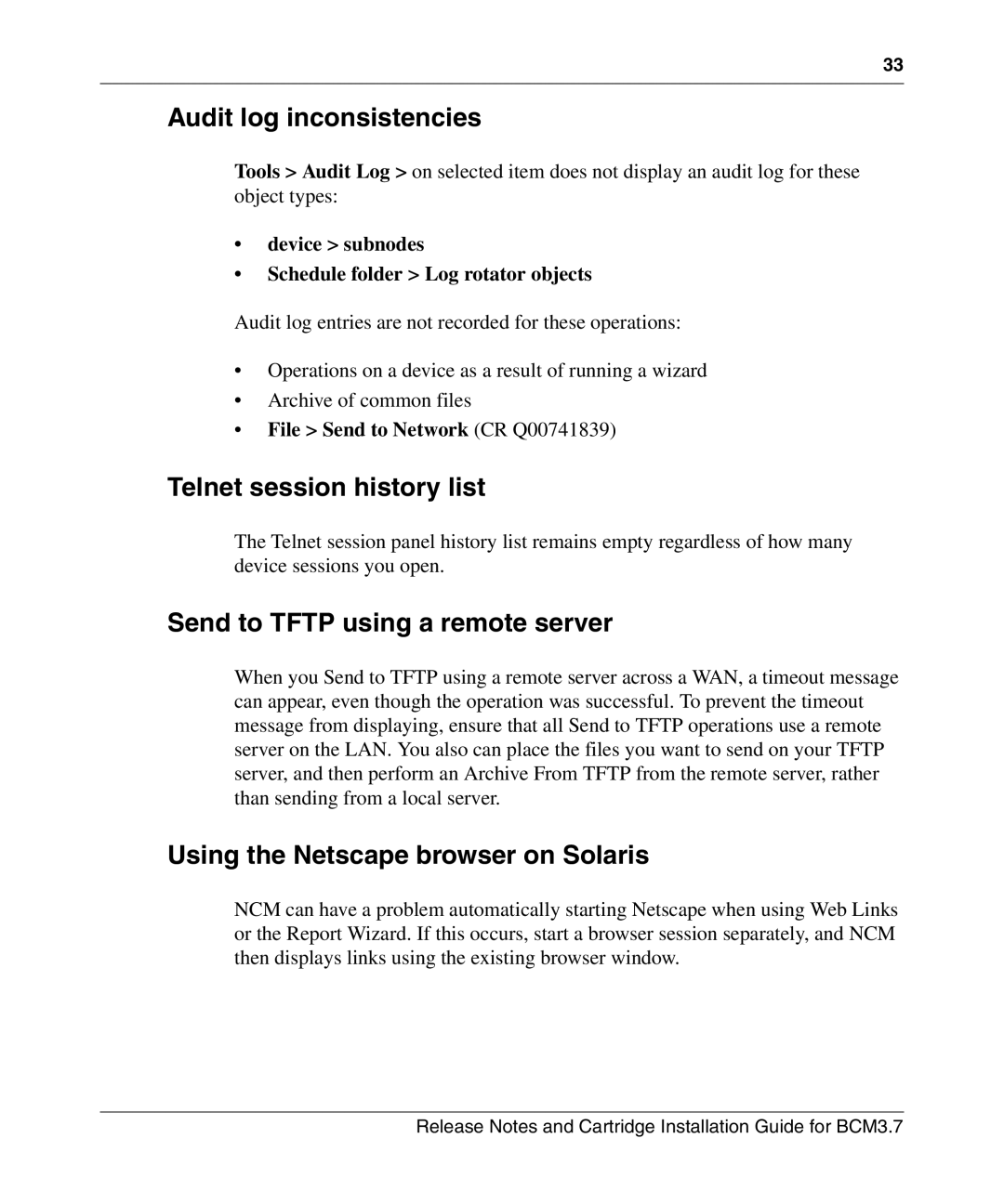 Nortel Networks Cartridge manual Audit log inconsistencies, Telnet session history list, Send to Tftp using a remote server 