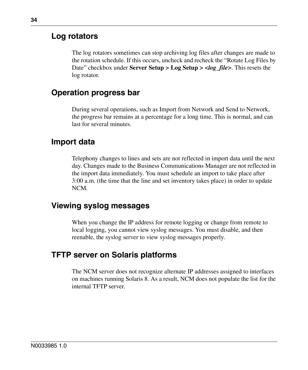 Nortel Networks Cartridge manual Log rotators, Operation progress bar, Import data, Viewing syslog messages 