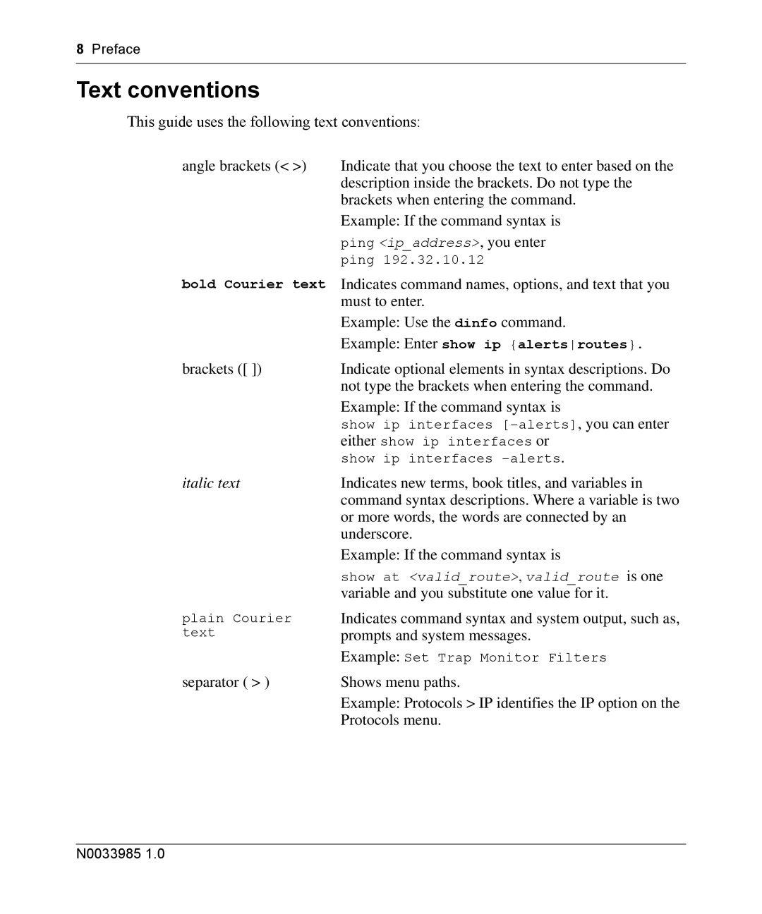 Nortel Networks Cartridge manual Text conventions 