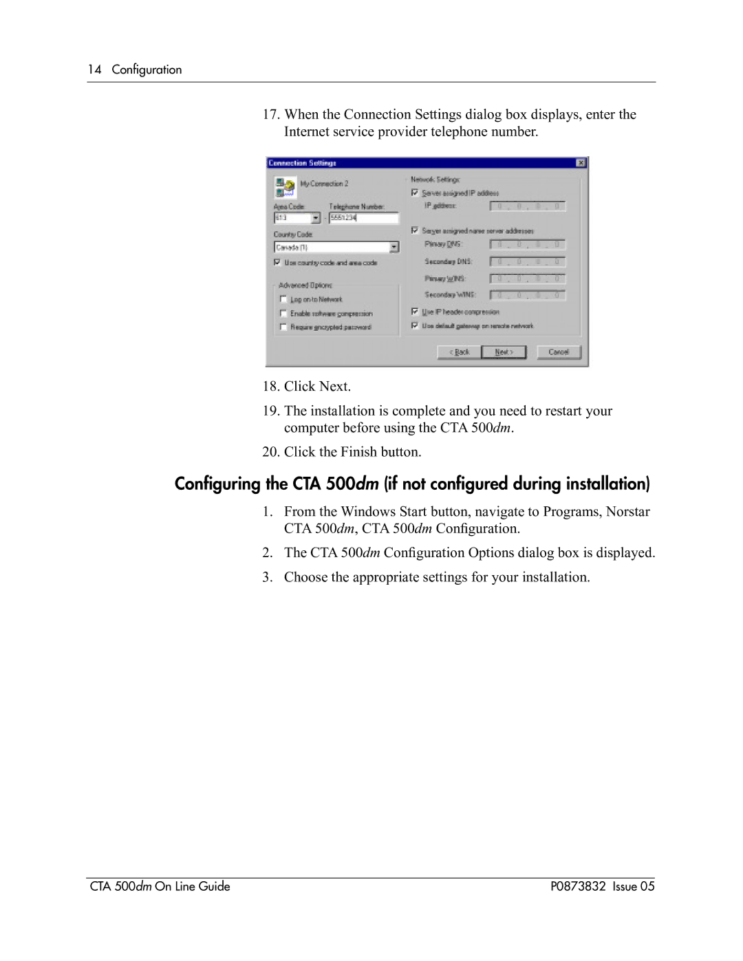 Nortel Networks CTA 500dm manual 14 Conﬁguration 