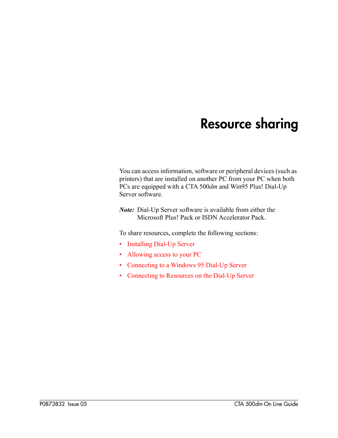 Nortel Networks CTA 500dm manual Resource sharing 