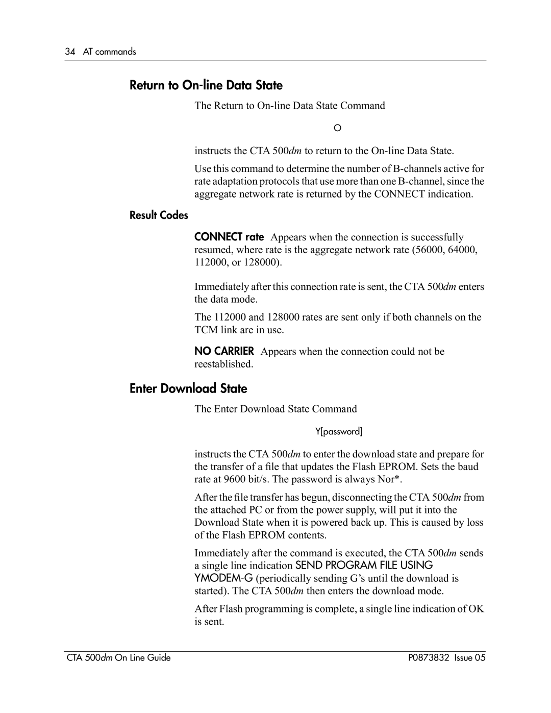 Nortel Networks CTA 500dm manual Return to On-line Data State, Enter Download State 