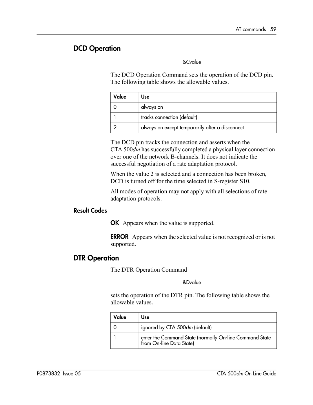 Nortel Networks CTA 500dm manual DCD Operation, DTR Operation 