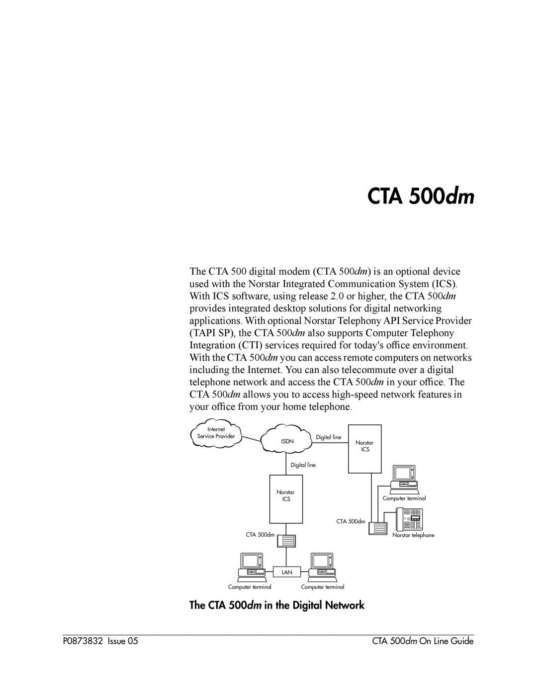 Nortel Networks manual The CTA 500dm in the Digital Network 