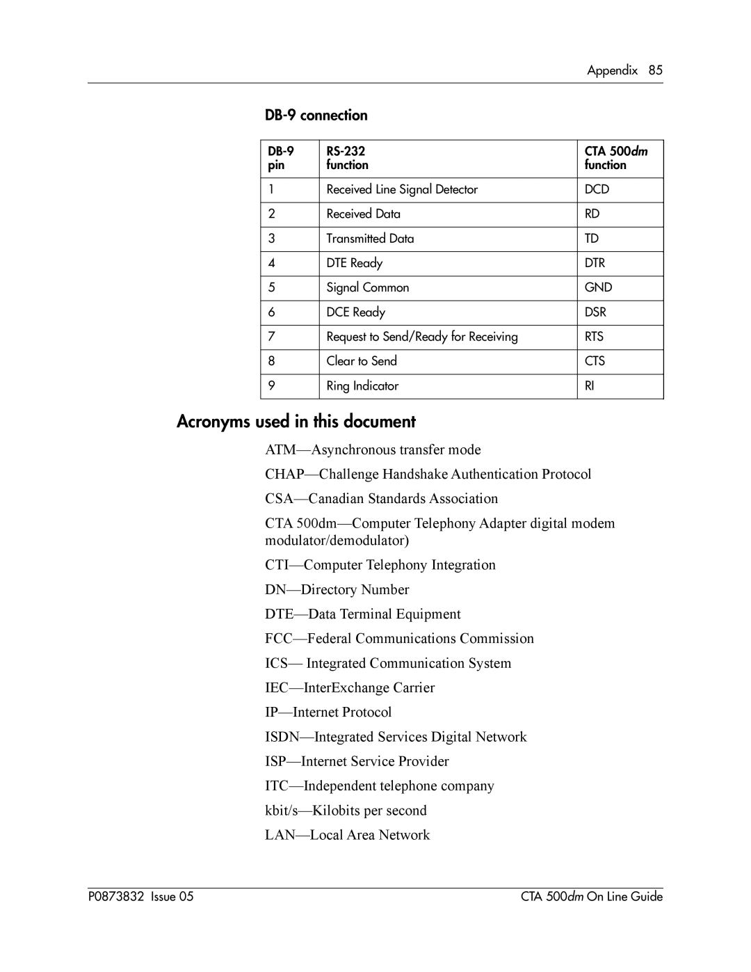 Nortel Networks CTA 500dm manual Acronyms used in this document 