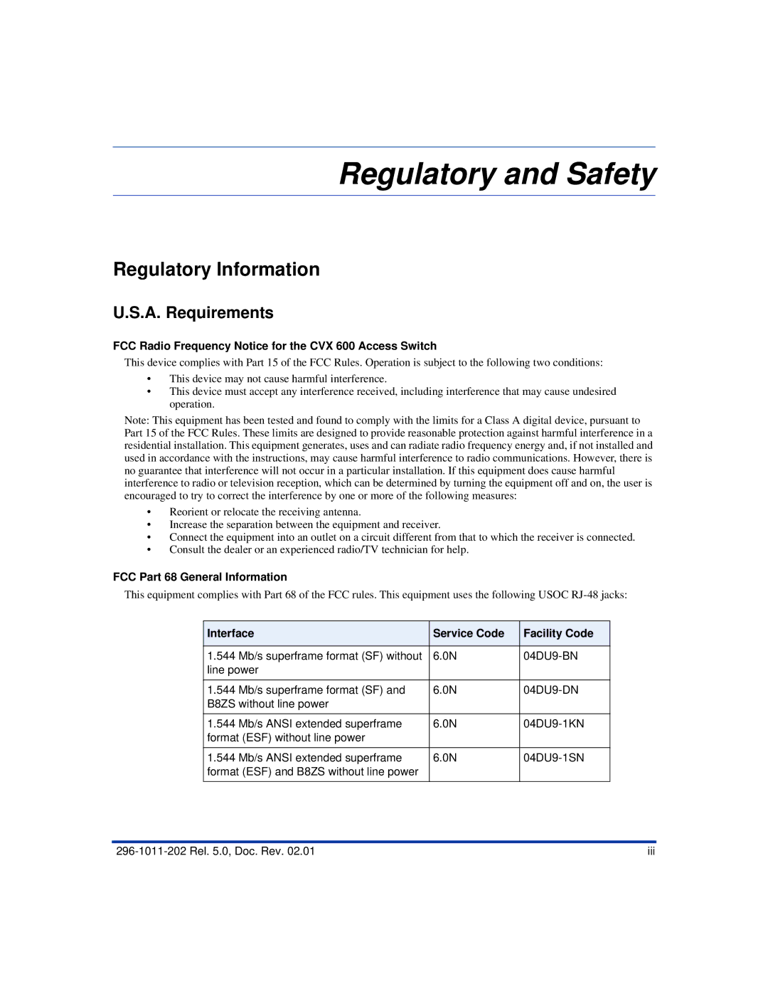 Nortel Networks manual A. Requirements, FCC Radio Frequency Notice for the CVX 600 Access Switch 