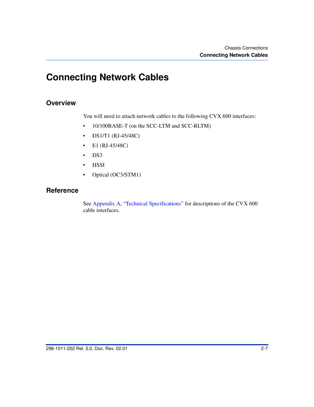 Nortel Networks CVX 600 manual Connecting Network Cables, Optical OC3/STM1 