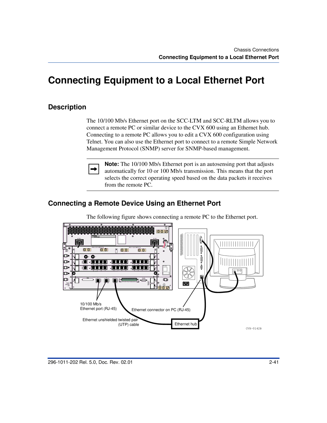 Nortel Networks CVX 600 Connecting Equipment to a Local Ethernet Port, Connecting a Remote Device Using an Ethernet Port 